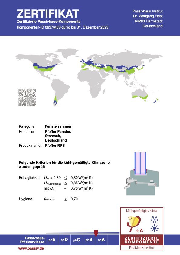 zertifizierte Passivhaus-Komponente